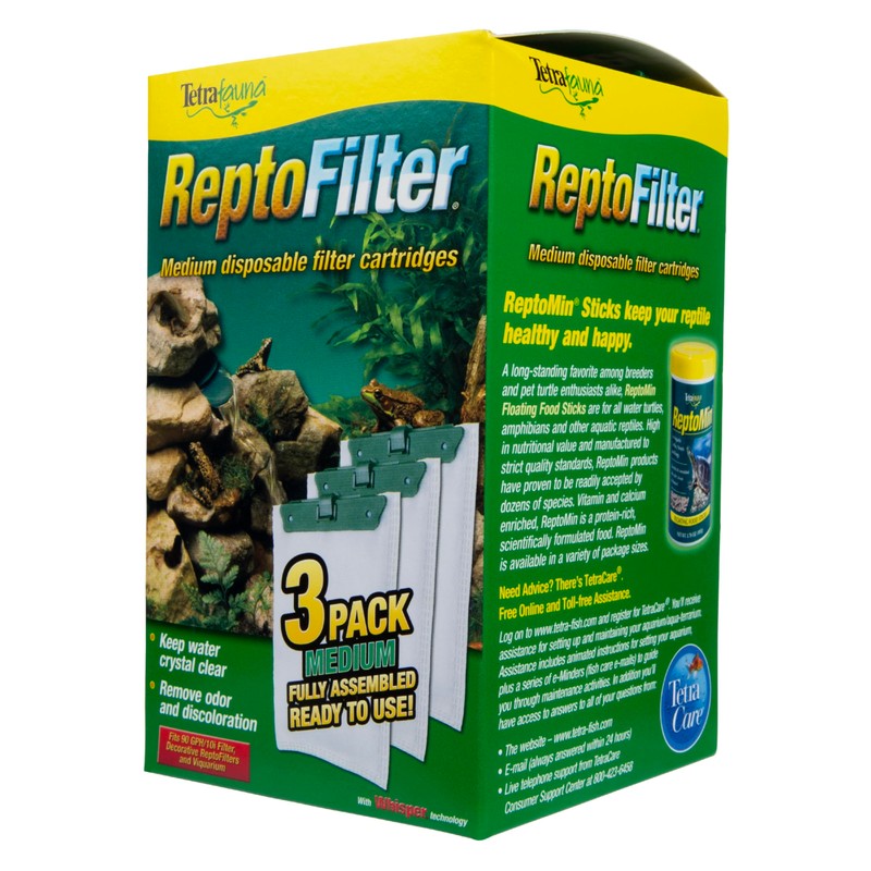 TetraFauna ReptoFilter Filter Cartridges, Size Medium, Filter Cartridge Refills, 3