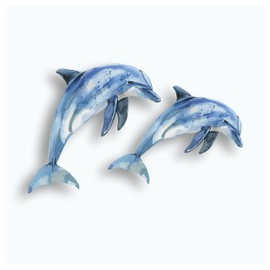 Pair of Dolphin Stickers for Wall Decor, Covering Marks, Mugs & Cups, Car Bumpers, Shower & Tile, Toilets, Laptop & More Sea Animal Vinyl Decals, Hardwearing Waterproof (x2 Dolphins)