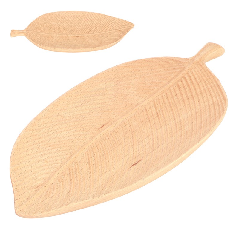 Leaf Shape Wood Plate Storage Trays Tea Tray Dessert Dinner