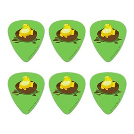 Peeps Hatching Out Of Chocolate Easter Egg Novelty Guitar Picks Medium Gauge - Set of 6