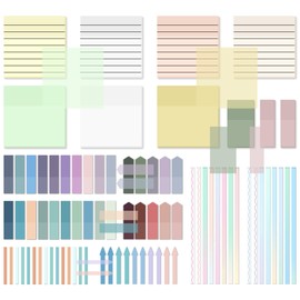 Valtiner 1920 Sheets Transparent Sticky Notes, Clear Tabs Long Highlighter Strips Page Markers for Books, Writable Annotation Index Flags Tapes for School Office Supplies (Multicolor Lined Set)