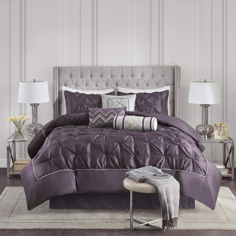 Madison Park Laurel Comforter Set Color: Plum, Size: King