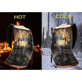 Bhartiya Handicrafts 16 Oz Viking Drinking Horn Mug Game of Thrones Tankard Food Grade Viking Gift for Men Natural Ox Horn Mug Norse Mug for Hot and Cold Drinks- Viking Gift for Men & Women