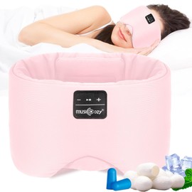 Musicozy Sleep Mask with Bluetooth Headphones,100% Blackout Silk Eye Mask Headphones for Men Women,Soft Sleep Headphones Bluetooth Eye Mask for Sleeping,Travel,Relax,Yoga,Meditation,Widen in Size