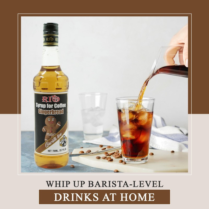 RIO Gingerbread Flavored Coffee Syrup, 700ml – Spiced and Warming,