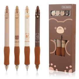 BELIHOME Pack of 4 Erasable Ballpoint Pens, 0.5 mm Erasable Rollerball Pen with Eraser, Rollerball Pen Erasable Pens Ballpoint Pen Erasable for School Office Supplies