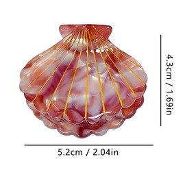 Colorful Ocean Shell Hair Clip,Acetate Claw Clips,Hair Clips for Women,Red Bean