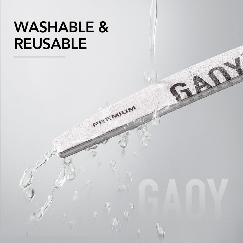 GAOY Nail File, 10Pcs Professional 100/180 Grit Half-Moon Shaped Double