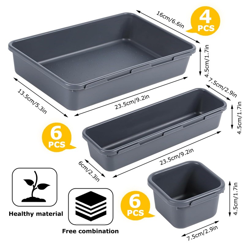 Drawer Organiser Set, Organiser System, Storage Box, 16-Piece Drawer Organiser,