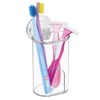 iDesign Power Lock Plastic Suction Center Holder for Toothbrush, Toothpaste,