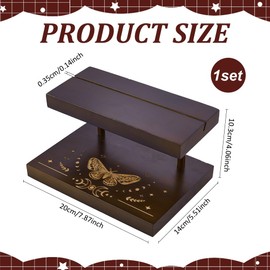 FINGERINSPIRE Wooden Tarot Card Holder 20 x 14 x 10.3 cm Moon Phase Tarot Cards Storage Stand Coconut Brown Butterfly Tarot Card Stand Witch Stand for Oracle Lenormand Meditation