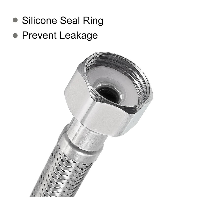 uxcell 24 Inch Long Faucet Supply Line Connector, 2pcs G1/2