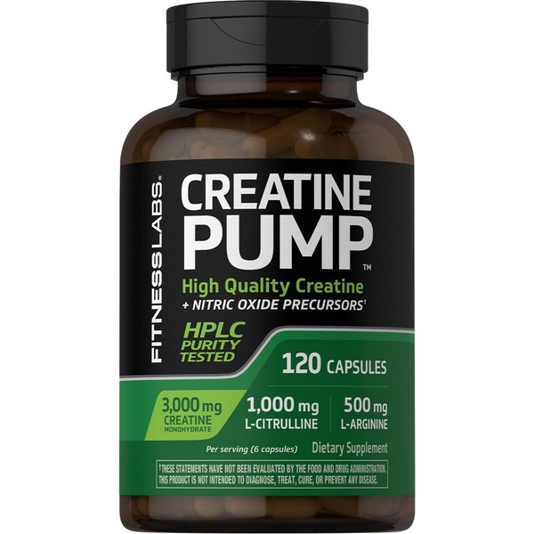 Fitness Labs Creatine Monohydrate Capsules | 120 Powder Pills |