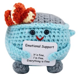 Tmtains Emotional Support Dumpster Fire Crochet Dumpster Fire Desk Accessories Positive Handmade Knitted Plush Funny Encouragement Inspirational for Women Coworker Room Decors (Orange)