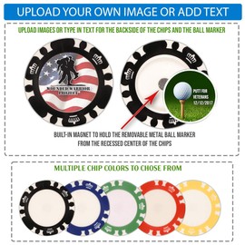 DA VINCI 25 Custom Removable Golf Ball Markers with Magnetic Poker Chips Printed in Full Color