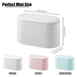 Mini Garbage Can, SHAIDOJIO, Small Trash Bin with Lid, Desktop Trash can Recycle bin, Creative Mini Desktop Plastic Trash can for Desk Office, Bedroom, Bathroom, Vanity, Coffee Bar Tabletop (White)
