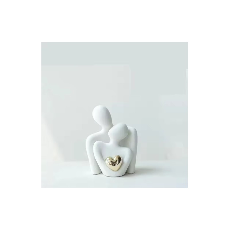 1pc Romantic Couple Statue for Home Decor – Ceramic Embrace