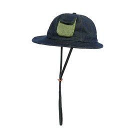 Clakllie Denim Cotton Bucket Hat Men's Sun Hat Bush Hats Foldable Safari Boonie Hat Fishing Hats with Adjustable Chin Strap Outdoor Hiking Hat Fishing Hat Unisex, H-OGF1-Yellow Pocket, Unit size