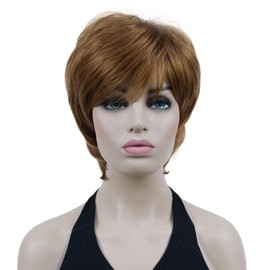Lydell 6" Short Straight Layered Hair Full Synthetic Wig (27 Strawberry Blonde)
