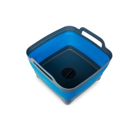 Vaschetta per lavello pieghevole e pieghevole, con scarico per campeggio, roulotte, camper, 10 litri, salvaspazio, colore: blu/grigio