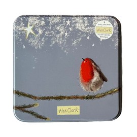 Alex Clark Robins Christmas Notecards Tin - Animal, Birds blank greeting cards - decorative storage tin - Xmas gifts - note writing and stationery sets