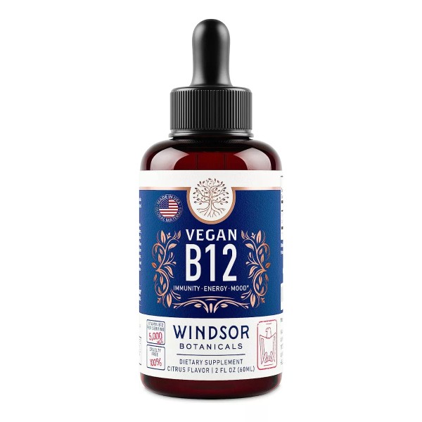 Windsor Vitamina B12 5000 Mcg Liquido Sublingual Veganas Hecho Usa