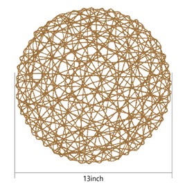 AHHFSMEI Paper Braided Round Placemats Set of 12 Natural Non-Slip Heat Resistant Table Mats for Dining Tables Woven Indoor & Outdoor Place mats(Brown,12)