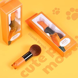 Docolor Brocha de polvo para colorete, pelo sintético de alta calidad, brochas de maquillaje para la cara, base Kabuki, bronceador mineral, cepillo cónico para pulir color naranja
