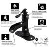 BWE Black Bathroom Faucet Matte Waterfall Farmhouse Vanity Sink Lavatory