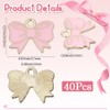 SUNNYCLUE 1 Box 40pcs Valentine Day Pink Bow Tie Charm