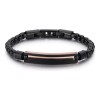 Brazalete Negro De Acero Inoxidable Con Barra Bicolor