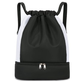 Keyck Gym Bag Drawstring Daypack, Waterproof Sports Bag Backpack with Shoe Compartment & Wet Compartment, Large Sports Backpack for Women Men Teenagers, Gym Bag Training Bag for Sports Travel Swimming