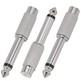 SHUKEFER 3PCS RCA Female Jack to 1/4 Inch TS Audio Plug RCA to 6.35mm Mono Audio Guitar Adapter 1/4" Stereo Solder Connector for Instrument Microphone Headphone Guitar DJ Mixer Speaker Cables