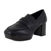 Comfortable Women's Tailored Platform Loafer in Black Leather Leather