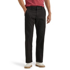 Lee Men's Extreme Motion Flat Front Regular Straight Pant Black 36W x 30L