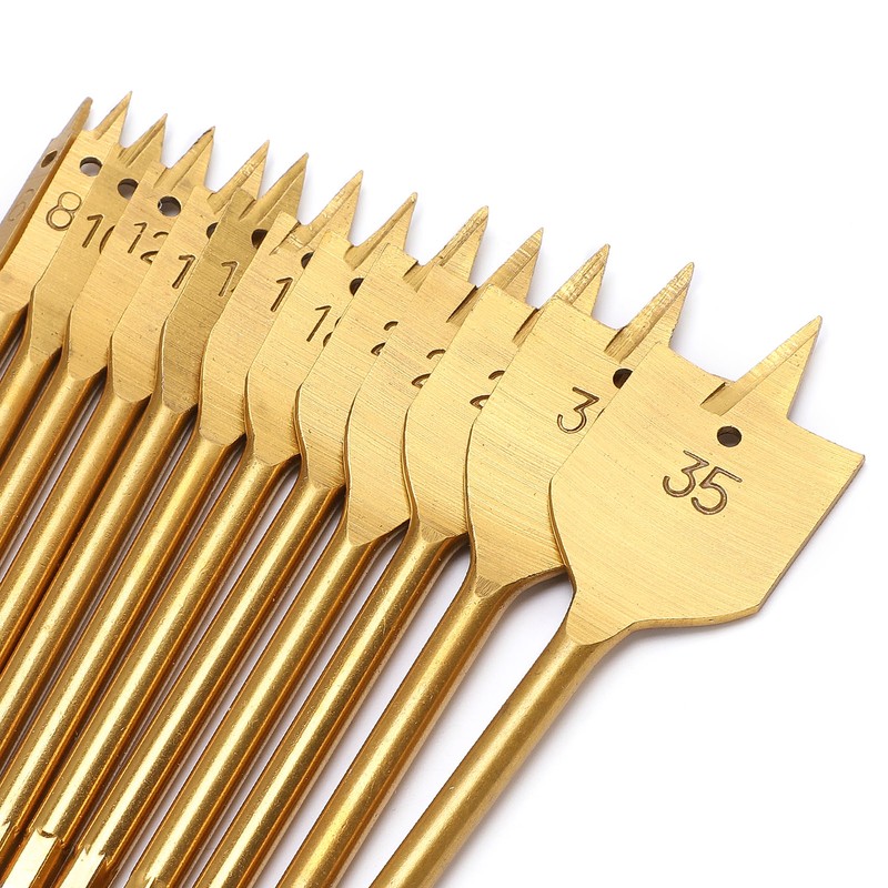13Pcs 1/4in Hex Shank High Carbon Steel Flat Drill Bit