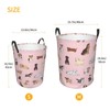 Jbofyee Cute Dogs Pink Laundry Hamper Bag With Waterproof Liner