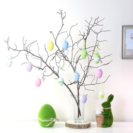 com-four® 18x deco hangers Easter - Easter eggs made of plastic to hang up - Easter eggs in many bright colors (18 pieces - 6 colors - Mix 1)