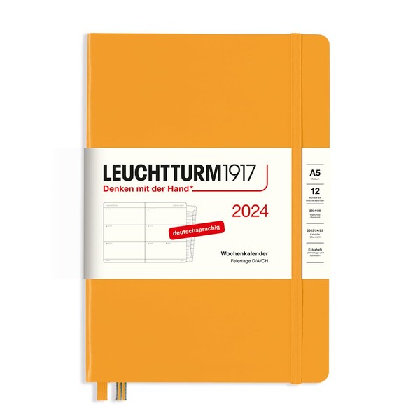LEUCHTTURM1917 367615 Weekly Planner Medium (A5) 2024, with Extra Book