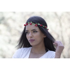 Zaza Ladies Safe Wedding Flower Flower Hair Garland Crown Headband 9 Colours - red