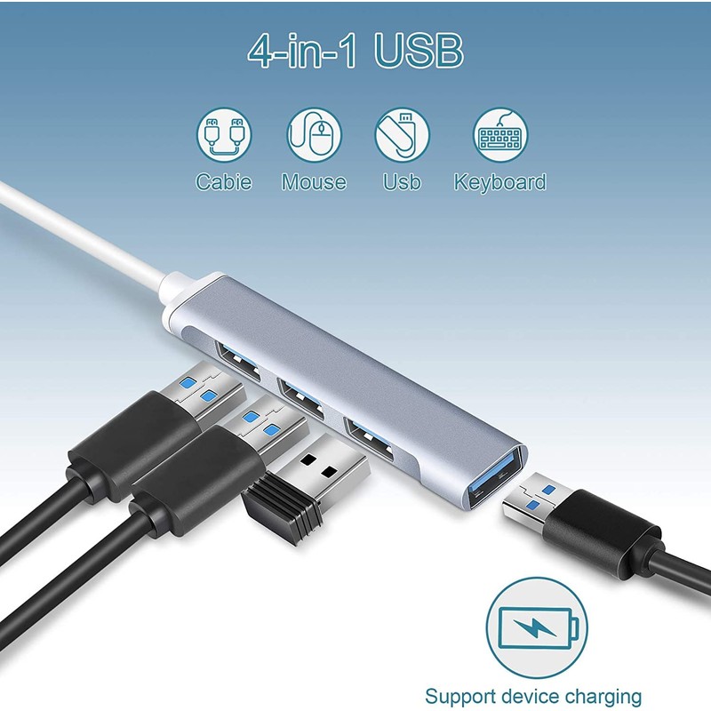 BuFan Hub USB 3.0, Ultradelgado Convertidor 4 en 1 Velocidad