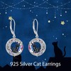 VONALA Purple Crystal Moon Cat Earrings for Women 925 Sterling