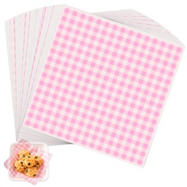 Neyimqr 100pcs Waxed Deli Paper Sheets, 7x7" Food Basket Liners for Sandwiches, Burgers. Pink Checkered Deli Wrap Wax Paper Sheets by Neyimqr