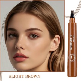 Eyebrow Pen Waterproof with 4 Micro-Fork Tip for Natural Long-Lasting Makeup, Brow Pencil for Precise Shaping, Waterproof Eyebrow Pencil for Fine Stroke (Light brown)