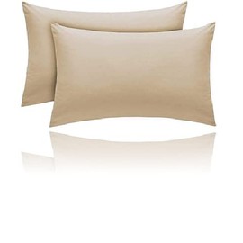 Kanak Pillowcase 2 pack Polycotton Pillow case cover 50x75cm - Latte Plain Dyed Housewife Pillowcases with Envelope Closure