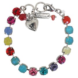 Mariana Rhodium Plated Poppy Classic Tennis Crystal Bracelet, Multicolor Colorful Rainbow 4252 M1909ro