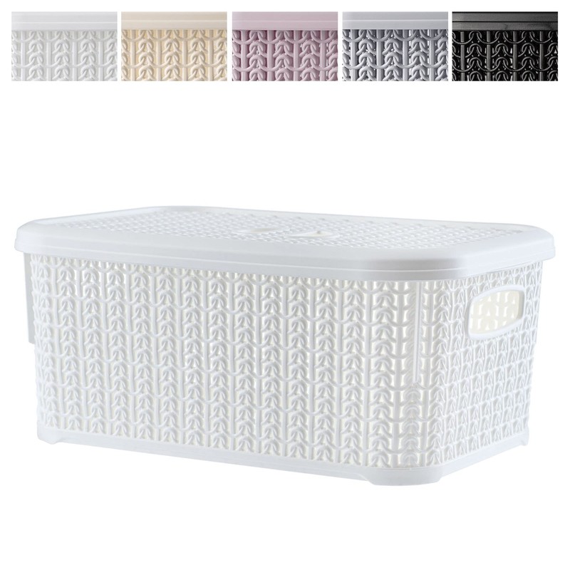KADAX Storage Basket with Lid, 6L, Plastic Storage Box, Rectangular