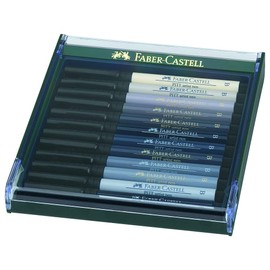 Faber-Castell PITT Artist Brush Pen Set of 12 Grey Colours In a Robust Workstation