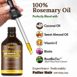 Gutaderme Rosemary Oil For Hair Growth (3.4 Fl Oz) Infused With Biotin, Vitamin E, Almond Oil & Coconut - Hair Strengthening, Nourishing & Volumizing