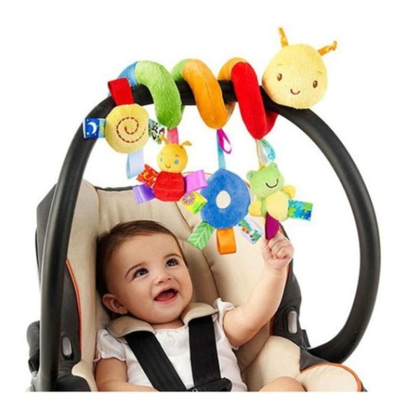 LIANGLIDE Infant Stroller Toy, Infant Baby Worm Crib Bed Around Rattle Bell Cartoon Insect Stroller Hanging Stuffed Wrap Spiral Safety Plush Toys for Baby Boys and Girls